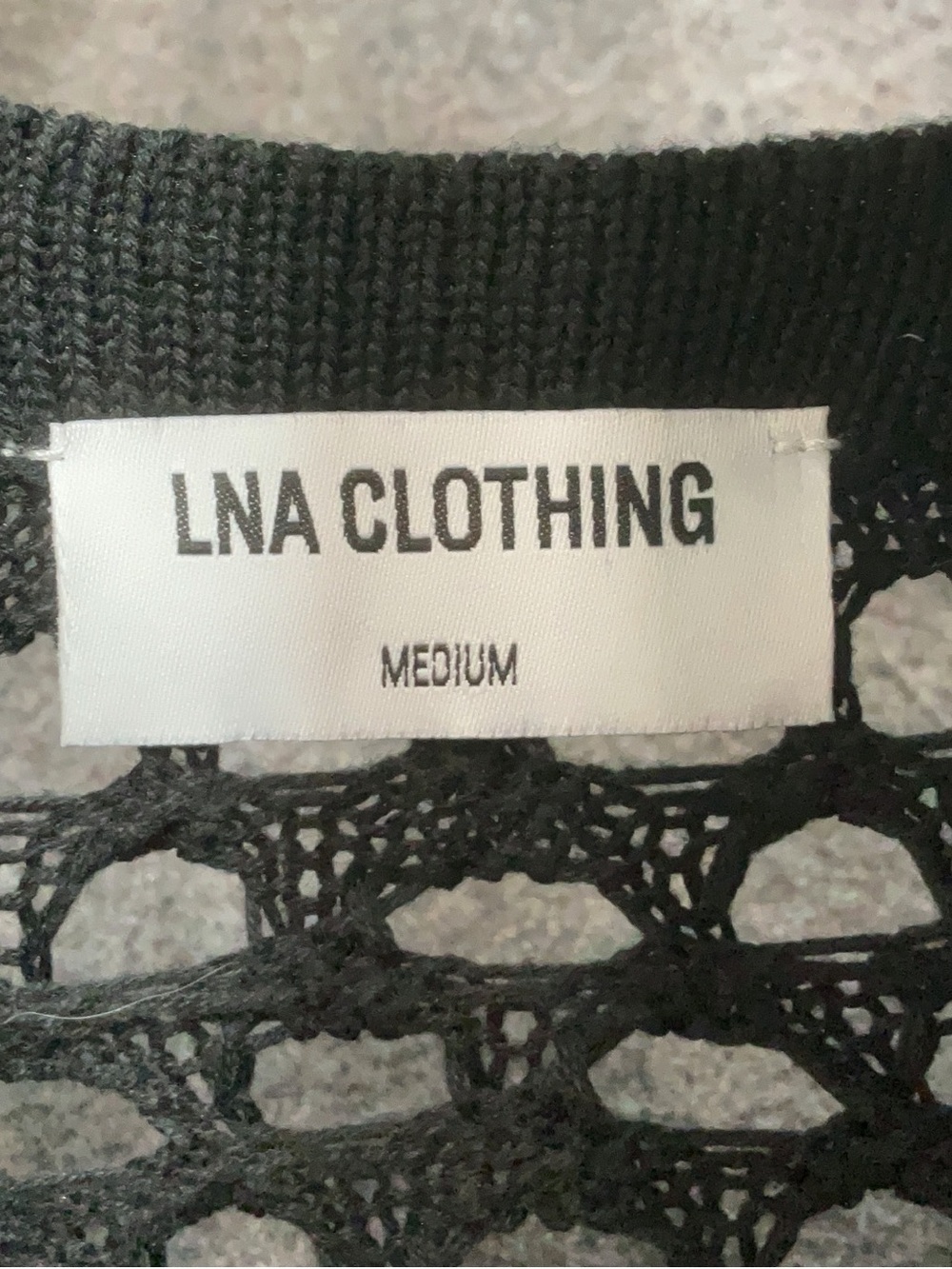 LNA Clothing Womens Black Knit Crochet Midi Dress Boho Sleeveless Crew Neck M - Picture 2 of 10